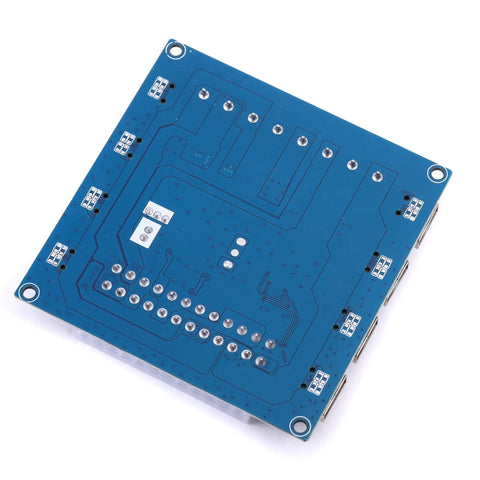 Back view of ATX Power Supply Breakout Board 24 Pin Module With 6 USB Ports, showcasing circuit design and mounting holes.