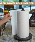 Blue Pearl Granite Paper Towel Holder For Kitchen Countertop with roll, Natural Norwegian Stone Stand for Jumbo Rolls