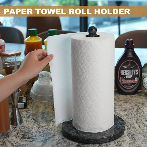 Blue Pearl Granite Paper Towel Holder For Kitchen Countertop with roll, Natural Norwegian Stone Stand for Jumbo Rolls