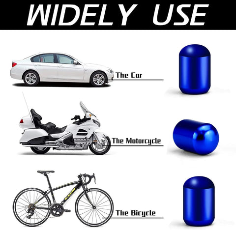 Deep Blue 4 Pack Tire Valve Stem Caps Universal For Cars, SUVs, Trucks, Motorcycles And Bikes Easy Twist On