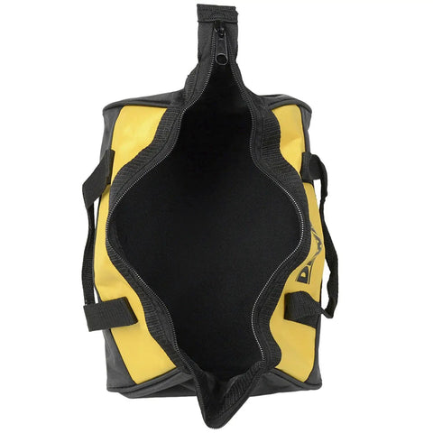 Top view of open 12 Inch Soft Mini Tool Bag With Ballistic Nylon, Heavy Duty Stitching, Easy Zipper Access, no exterior pockets.