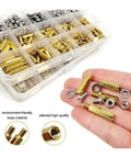 Pro Grade Brass Copper PCB Standoff Hex Spacer Kit For Electronics DIY M2 M2.5 M3 M4 Sizes With Nuts Washers Pillars Screws 680 Piece Set Built For Makers And Tinkerers, brass spacers in organizer tray