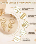 60 Piece Gold Flower Shaped Paper Clips Set For Office And Planner Use shown with smooth gold edges and floral design.