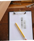 Hidden Pivot Hinge 1Set Heavy Duty Door Hardware With 180 Degree Rotatable Design shown on clipboard with pencil on wood surface