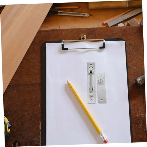 Hidden Pivot Hinge 1Set Heavy Duty Door Hardware With 180 Degree Rotatable Design shown on clipboard with pencil on wood surface