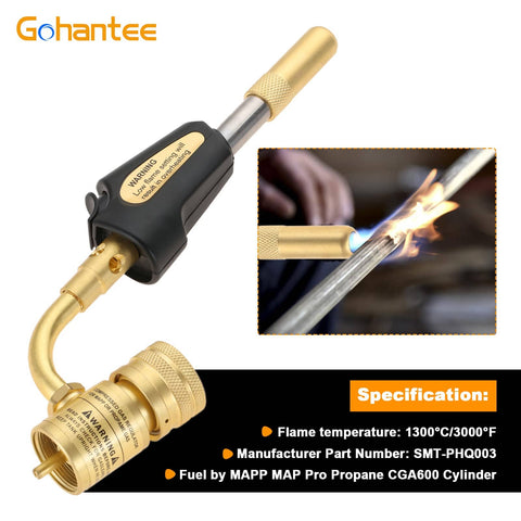 Propane MAPP Gas Turbo Torch With Self Ignition Trigger Adjustable Regulator Detachable Tips Pro Grade And Compatible With MAP Pro CGA600 Cylinders for welding
