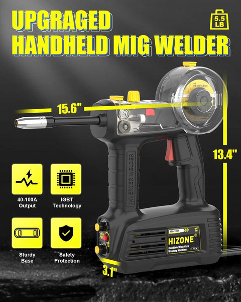 Compact 110V MIG Welder With 100A Flux Core, Portable Handheld Wire Feed Inverter, Gasless Welding Machine For DIY Projects