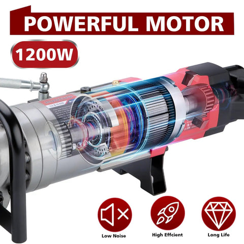 Pro 110V Electric Hydraulic Rebar Bender For Construction Pros Solid Steel Body 1200W Motor internal view highlighting motor efficiency.