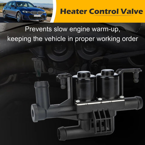Oem Grade Heater Control Valve Water Flow Regulator Fits Bmw F01 F02 F10 5 7 Series, black plastic with inlets and outlets.