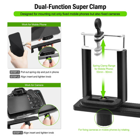 Dual-Function Super Clamp with Deluxe Metal Telescope Mount All In One Phone And Camera Universal Adapter for optics
