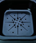 Inner view of Durable Plastic Salt Block Feeder Pan For Livestock Holds 50 Lb Block 10 Quart Capacity With Inner Ribs