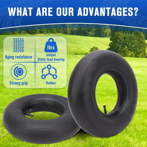 Heavy Duty 15x6.00-6 Inner Tube With TR-13 Straight Valve shown with features like aging resistance and strong grip
