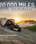 Off-road vehicle testing RZR Drive Belt For Specific Models Genuine OEM Part 3211226 at sunset on rugged terrain