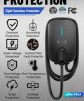 Next Level Smart EV Charger 11.5KW 48Amp Level Two Electric Vehicle Charging Station with protection features icons.