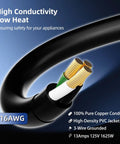 Close-up of 50 Ft Outdoor Extension Cord With Three Outlets Waterproof Heavy Duty 16 Gauge Three Conductor SJTW