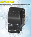 Beefy 12V Marine Rocker Switch For Boat And ATV Waterproof SPST On Off 2 Pin Toggle Switch 20A DC Heavy Duty Auto Electrical Switch For Car UTV Dash Panels, black IP65 rocker switch