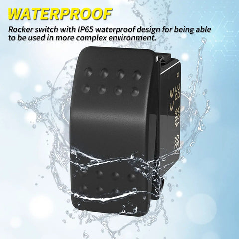 Beefy 12V Marine Rocker Switch For Boat And ATV Waterproof SPST On Off 2 Pin Toggle Switch 20A DC Heavy Duty Auto Electrical Switch For Car UTV Dash Panels, black IP65 rocker switch