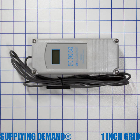 Top view of Two Pack Electronic Temperature Control Relay 120 To 240 Vac SPDT With 8 Foot Sensor resting on grid.