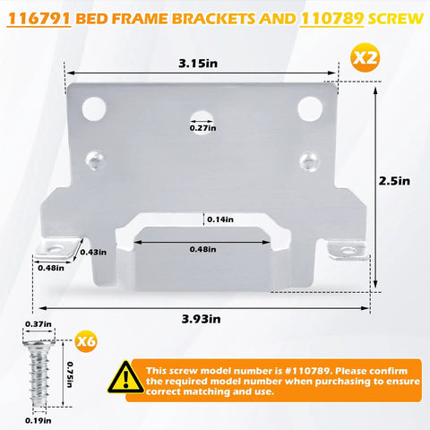 Hella Solid Galvanized Steel Bed Frame Mounting Plates Replacement And Rustproof Short Screws For Heavy Duty Furniture Assembly and Secure Bedroom Repairs That Stay Locked, showing dimensions and design.