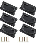 Six Piece Matte Black Drawer Pulls With Backplates For Dresser And Cabinet Doors 3 Inch Center To Center Zinc Alloy Handles