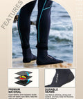Person wearing 3mm Neoprene Water Socks For Beach And Outdoor Water Sports Sandproof Dive And Volleyball Socks by the sea.