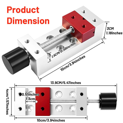 Product dimensions of Beast Mode 2 Inch Mini Bench Vise Solid Aluminum Alloy Design For Drill Press Vice Clamping.