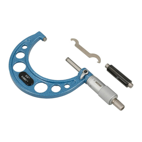 Outside Micrometer 2 To 3 Inch Measuring Range With 0.0001 Inch Graduation Ultra Precision Machinist Tool With Carbide Tips Vernier Scale Ratchet Stop And Case Included