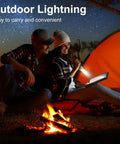 Couple camping with campfire at night using Grab This 36 Pack Hand Crank Flashlights No Battery Required Emergency Flashlight Squeeze Flashlight Bulk Gift Set In Yellow Gray Blue Red For Home Camp Car Holiday Use