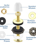 Heavy Duty Toilet Floor Bolts And Metal Flange Kit With Caps Nuts And Washers Solid Two Pack Bathroom Hardware parts layout.