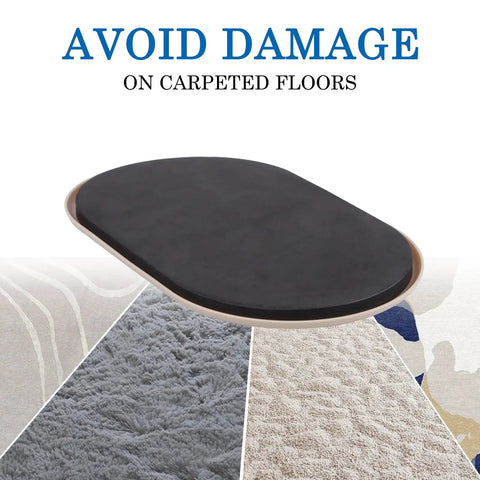8 Pack Large Furniture Sliders for Carpet and Hardwood Floors, 9.5 by 5.75 in, shown protecting different floor types.