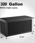 320 Gallon Outdoor Deck Box Waterproof Storage Chest With Lid For Patio And Garden Heavy Duty Resin Weatherproof Storage Box For Cushions Tools And Pool Accessories