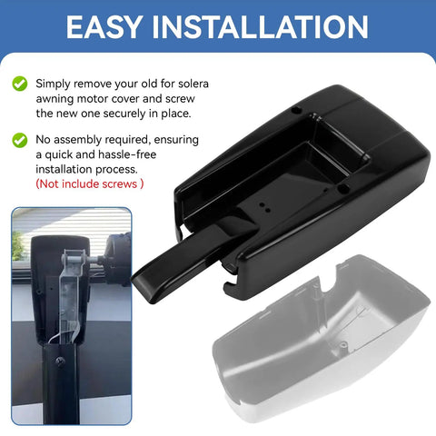 RV Awning Back End Cap For Your Camper Trailer Awnings Idler Drive Front End Cap Replacement Built Tough From Durable Plastic For Lippert And Solera Compatible Awnings Motor Housing Replacement Part black plastic RV awning motor cover
