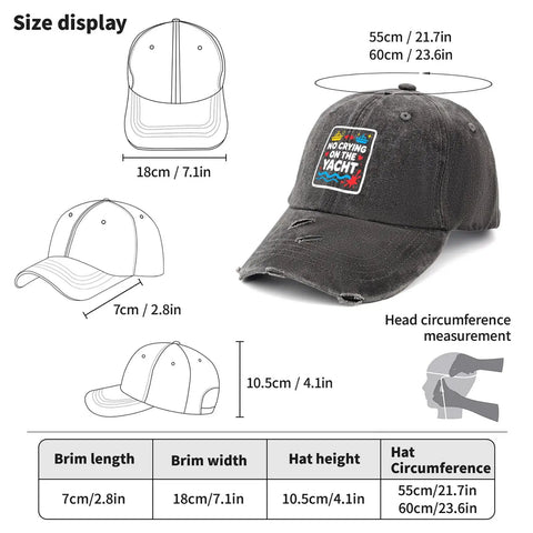 Size display of Stay Cool With This Breathable Yacht Style Hat For Men And Women Unisex Cap All Season Lightweight Moisture Wicking Adjustable Fit Perfect For Running Hiking Cycling And Everyday Outdoor Wear Go To Pick For Everyday Adventures