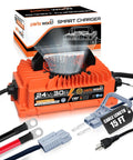24V 30A Lead Acid Industrial Built Tough Battery Charger For Forklifts Pallet Jacks Scrubbers And Golf Carts With Anderson Plug Temperature Sensor Fast Charging TrickleFlow IP67 Waterproof And 16 Foot Power Cable