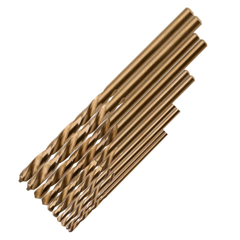Ten Piece Cobalt Drill Bit Set For Stainless Steel And Hard Metals, Two Each Of 1mm, 1.5mm, 2mm, 2.5mm, And 3mm