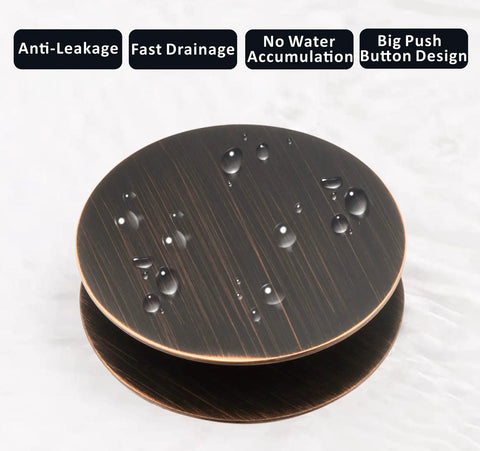 Universal Bathroom Sink Drain Stopper That Fits Most Pop Up Drains For Vessel Sinks And Lavatories with water droplets