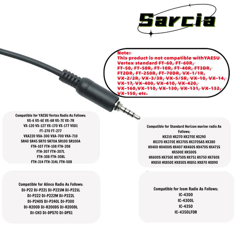 Detailed information on compatible radios for Speaker Microphone With PTT For Yaesu VX Series And HX Handheld Radios.