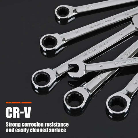 9/16 Inch Ratcheting Combination Wrench SAE Industrial Grade Gear Spanner With 12-Point Design 72-Tooth Ratchet In Chrome Vanadium Steel