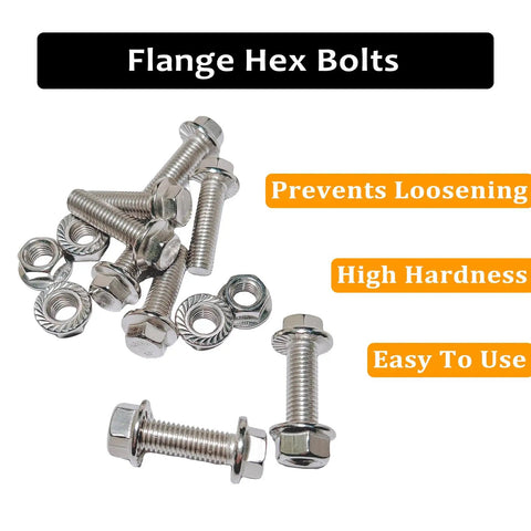 304 Stainless Steel Flange Hex Head Bolts For Exhaust Manifold Kit M10 1.5 Pitch 35mm Length Eight Pack With Nuts Built Tough