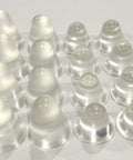 16 Piece Set Cone Shaped Clear Rubber Bumpers With Self Adhesive Tall Feet In 3 Sizes For Electronics, Computer Equipment, Audio Gear