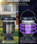 All In One Solar And USB C Rechargeable Bug Zapper With LED Light 2 In 1 Mosquito Killer For Outdoor Patio Garden at night