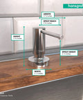 Talis Modern Soap Dispenser For Bath And Kitchen Sink Chrome Finish, 16 Oz Capacity, Above-Counter Mount on wooden countertop