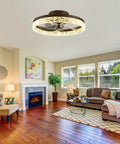 19.7 Inch Ceiling Fan With Lights Dimmable LED 6 Speeds Reversible Blades Remote And App Control installed in a living room