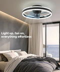 Smart 20 Inch Ceiling Fan With Lights Compatible With Alexa And Google Assistant, Low Profile in modern bedroom