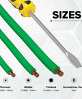 10 Gauge Insulated Solid Copper THHN THWN Wire 25 Ft Ground Wire For Electrical Grounding with size comparison and screwdriver