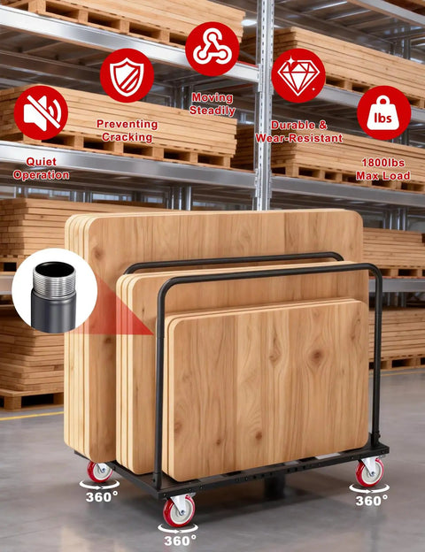 Heavy Duty Folding Table Cart With 5 Inch Swivel Wheels 1800 Lbs Load Capacity Transports 10 Banquet Tables At Once Table Dolly