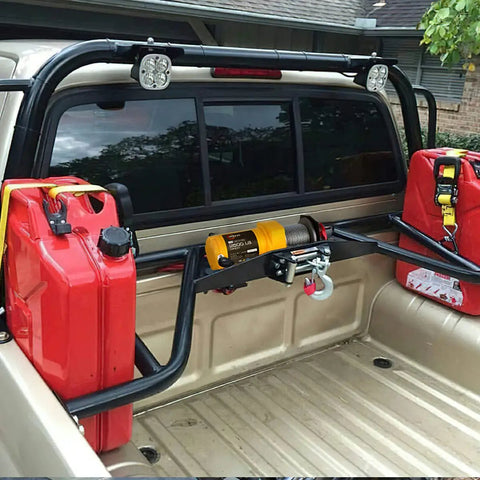 Beefy 2500lb Electric Winch for ATVs UTVs and Trailers 12V With 50ft Steel Cable Roller Fairlead Mounting Plate Heavy Duty Tow Winch Off Road Recovery mounted in pickup bed