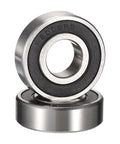 HiPicco 6009-2RS deep groove ball bearings, front view, double rubber seals, chrome steel, 45mm ID x 75mm OD