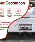 Dope Anime Style Aluminum License Plate Frame For Cars Black Soot Sprites Theme on white car