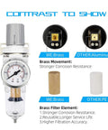 One Quarter Inch NPT Air Filter Regulator Combo With Piggyback 5 Micron Brass Filter Element Poly Bowl Semi Auto Drain